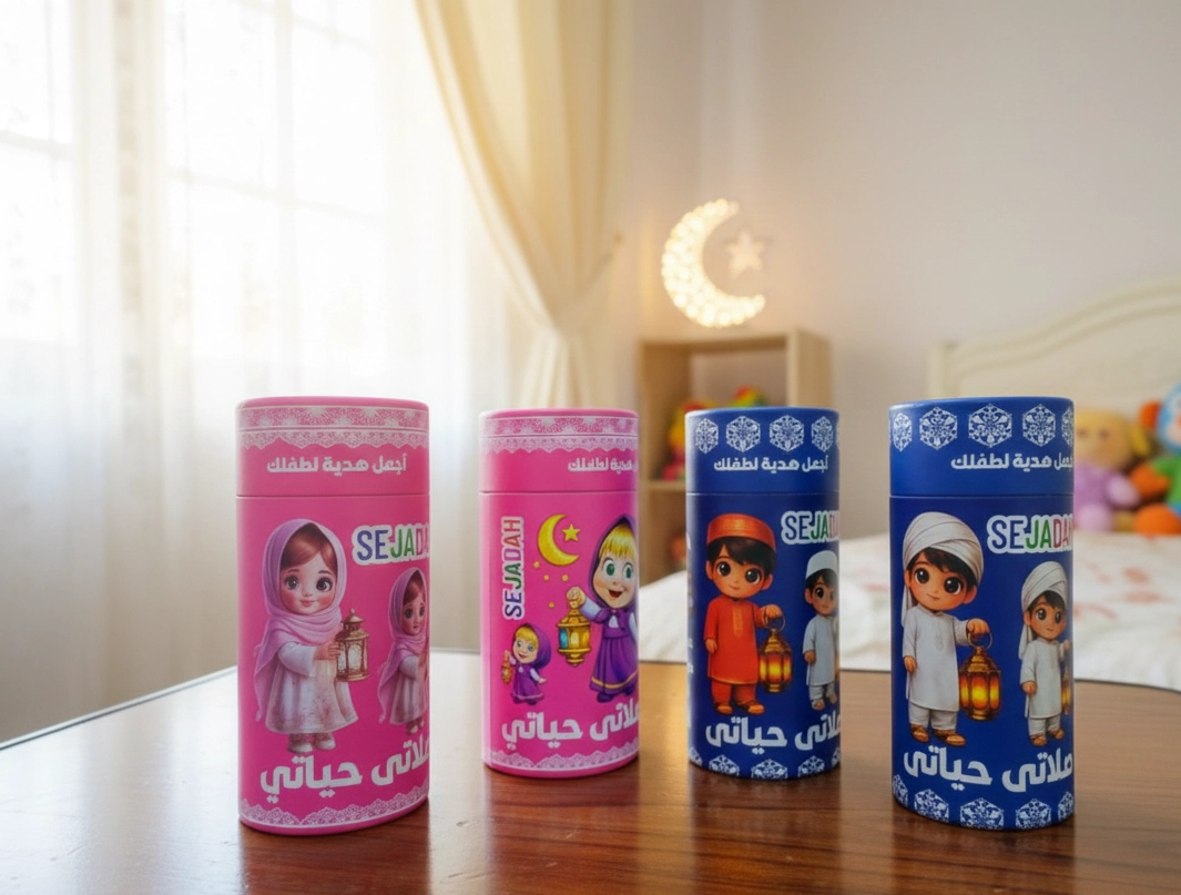 صندوق هدايا الصلاة للأطفال المتكامل – سجادة صلاة، مسبحة، حصالة وميدالية | هدية إسلامية تعليمية مميزة للأولاد والبنات